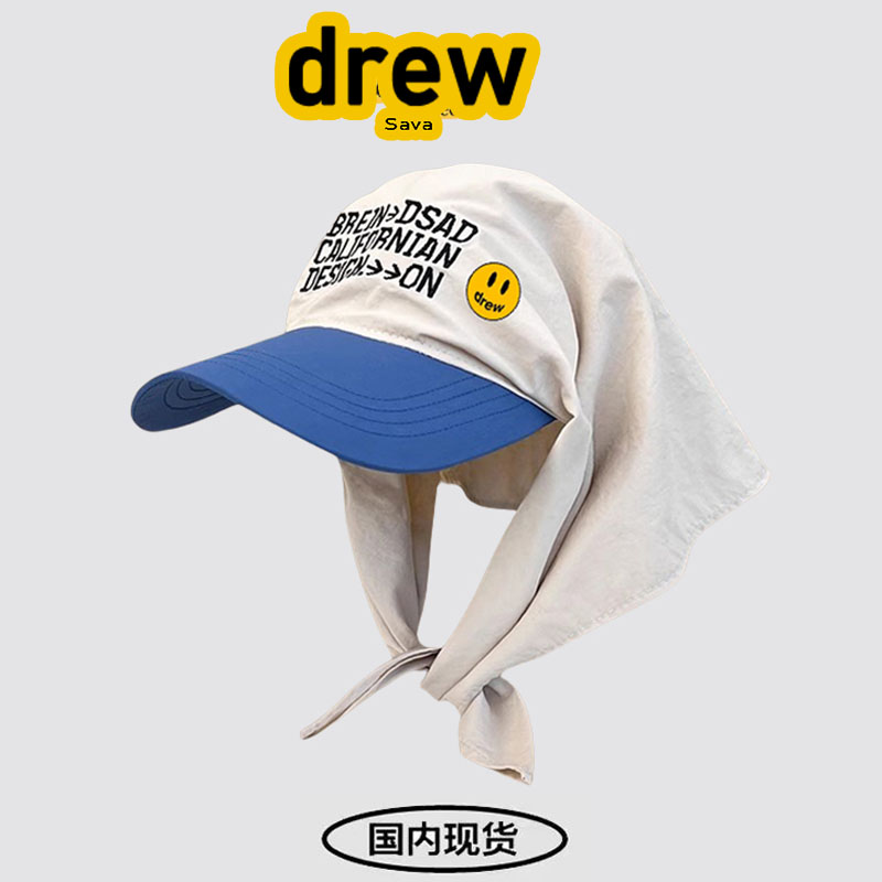 Drew  Sava笑脸个性拼色头巾绑带鸭舌帽夏季字母刺绣防晒百搭男女