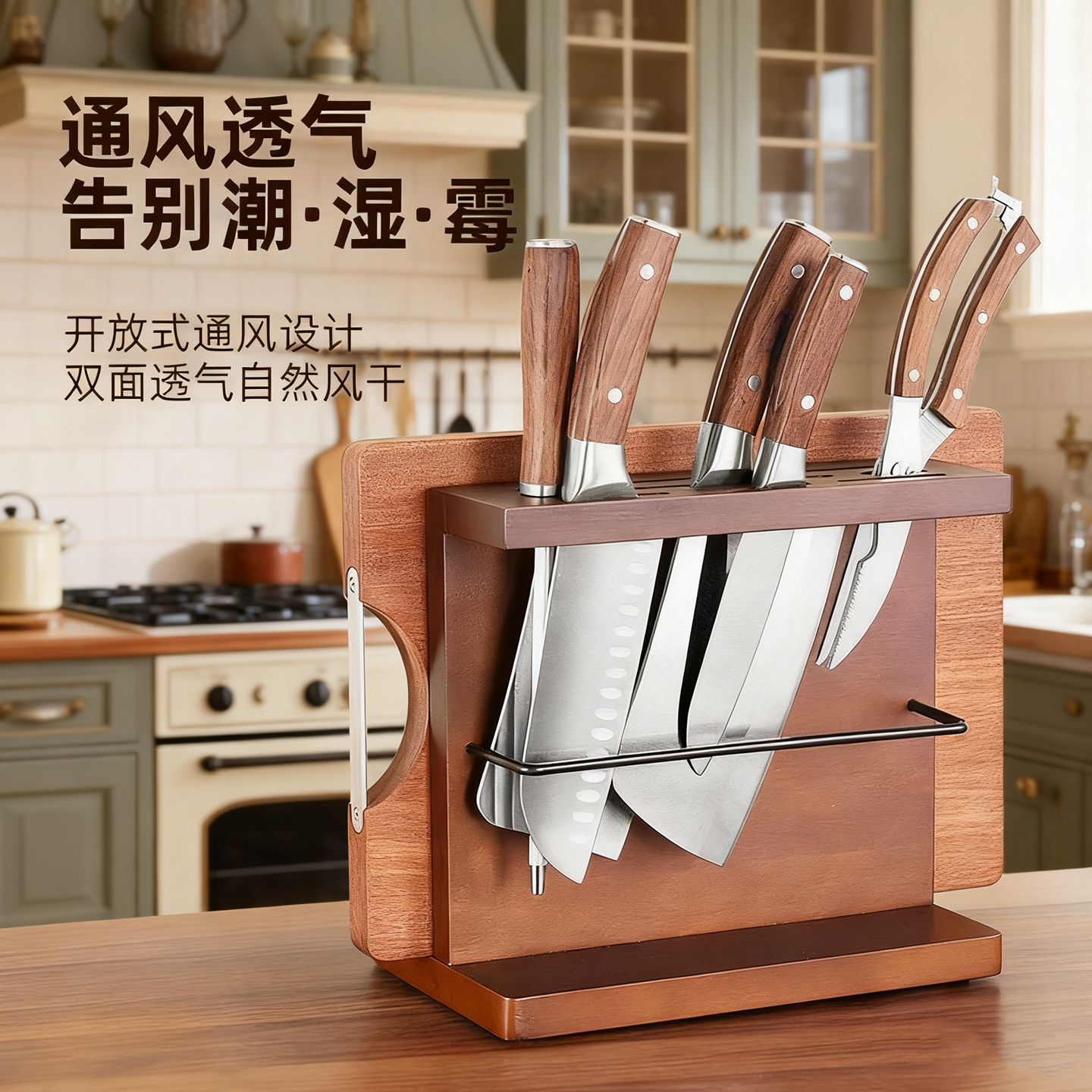【厨房实木刀架】多功能菜刀砧板