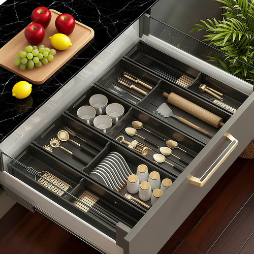 太空铝厨房收纳盒餐具分格神器