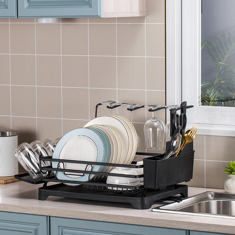 铝制碗碟架自动排水置物架铝合金沥水架带出水口多功能收纳篮