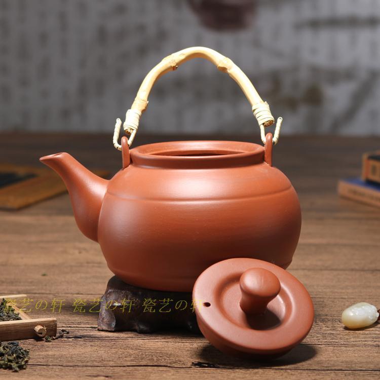 ⇓家用半手工紫砂壶陶瓷烧水壶煮黑茶煮水泡茶提梁壶侧把壶功夫