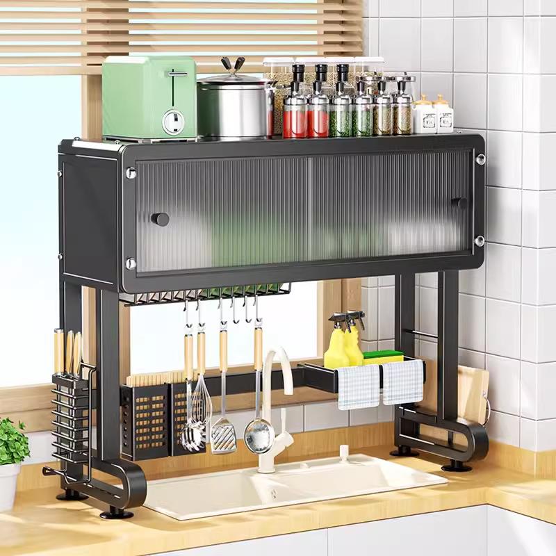 厨房水槽置物架多功能家用洗碗槽水池防尘碗柜沥水碗架放碗碟碗盘