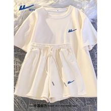 回力休闲运动套装女夏衣服2025新款夏季宽松百搭短袖短裤两件套A