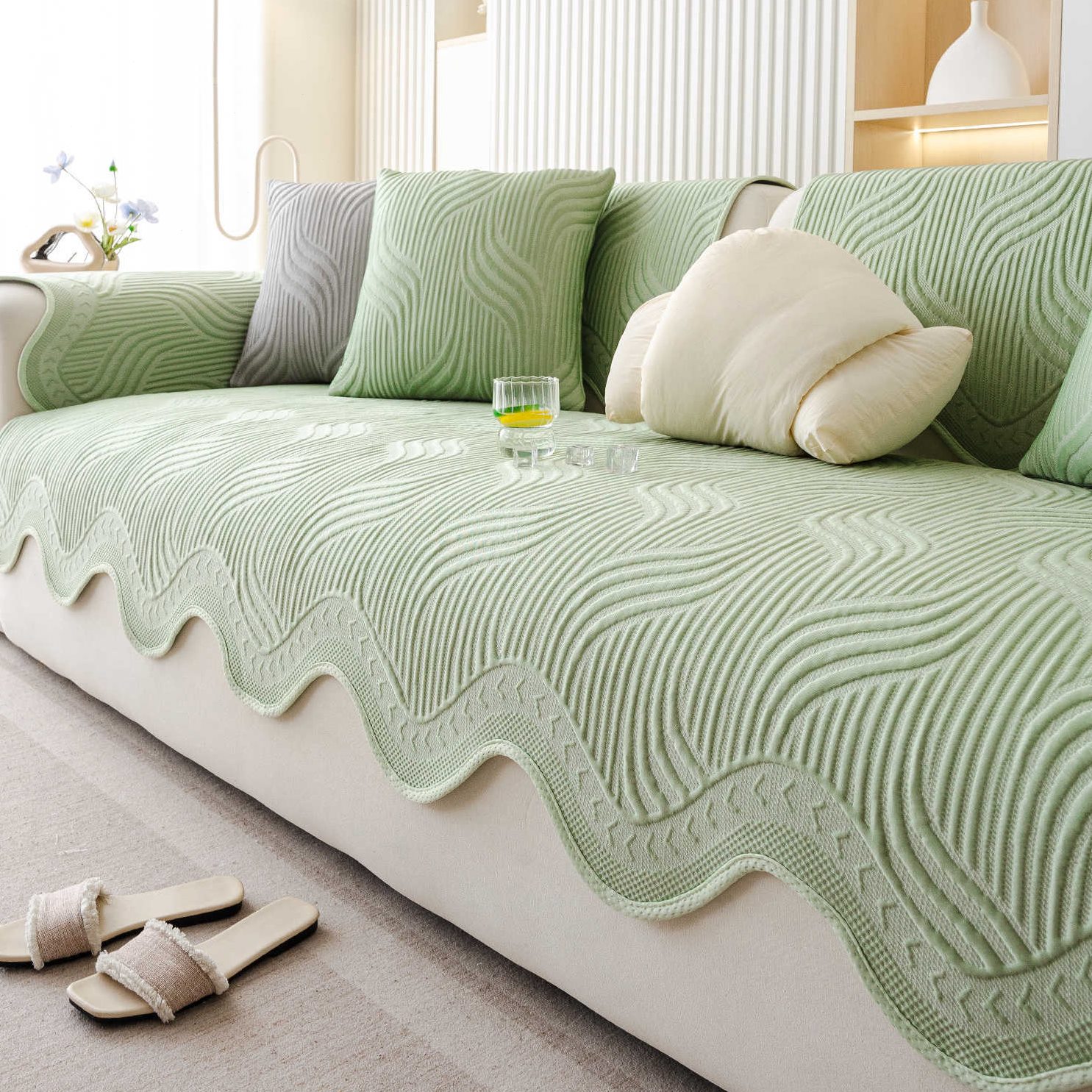 异形沙发垫子2025新款凉豆豆夏季凉席皮沙发坐垫一片式凉感盖布巾