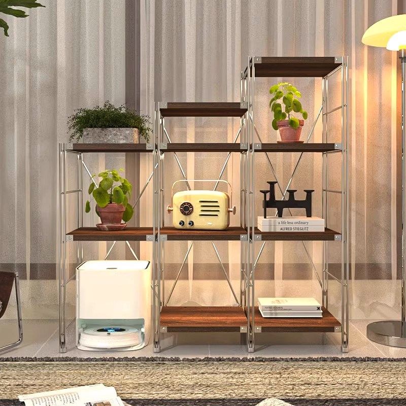 日式原木风钢木置物架落地多层组合书架花架家用厨房微波炉收纳架,商业/办公家具,置物架/陈列架/储物架/展示架,淘宝优惠券,粉丝福利购,淘宝优惠卷