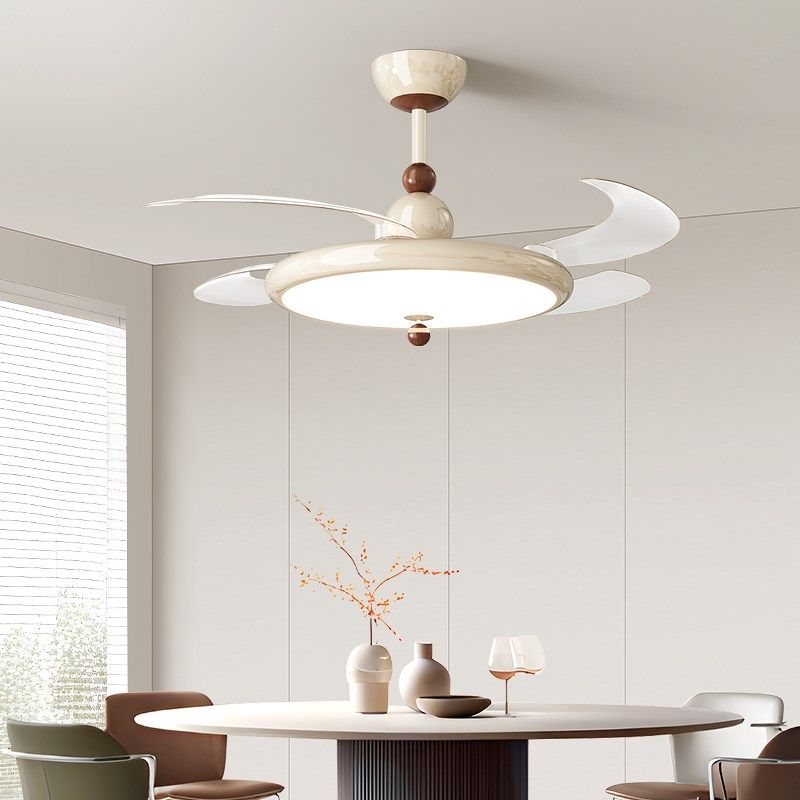 奶油风隐形风扇灯餐厅灯中古卧室电扇灯现代简约全光谱护眼吊扇灯,家装灯饰光源,风扇灯,淘宝优惠券,粉丝福利购,淘宝优惠卷