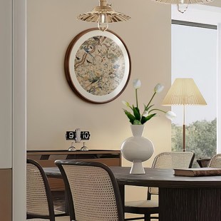 葫芦花瓶图百鸟图中古风高级感法式中国风古典花鸟福禄圆形装饰画