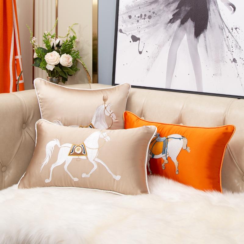 抱枕腰枕高档酒店床头仿真丝靠枕靠垫团购北欧轻耆丝感抱枕