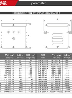 JMB低压照明行灯变压器工业380V变36V/24V铁箱220V变36V/24V100VA