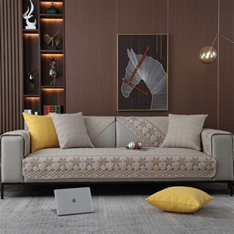 四季通用水洗棉绗缝绣花沙发垫 现代简约防滑水洗沙发坐垫巾,居家布艺,沙发套,淘宝优惠券,粉丝福利购,淘宝优惠卷