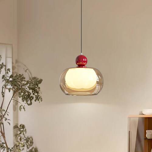 法式餐厅玻璃吊灯2025年新款现代简约大气高级感书房护眼中山灯具