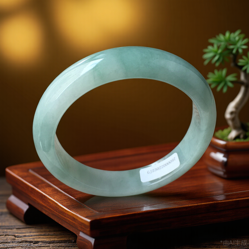 天然a货翡翠手镯晴水57mm