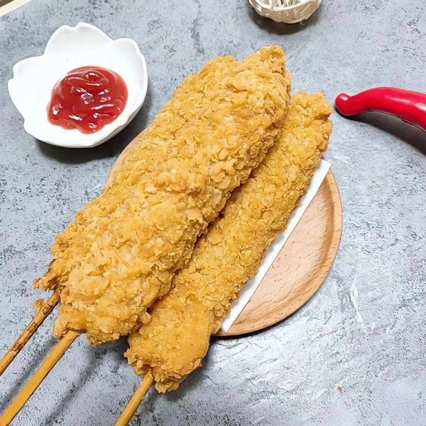 新品东北手工老式鸡柳棒裹粉鸡肉串商用油炸小吃冷冻半成品炸大棒