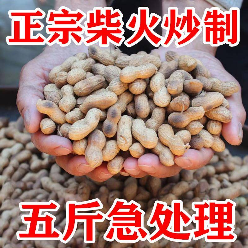 净重发货】现炒花生铁锅原味炒花生带壳熟花生花生果特产干果零食