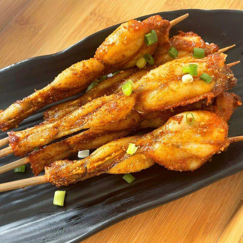 新品然琪牛蛙串烤串牛蛙腿肉香辣腌制冷冻半成品商用油炸食材铁板