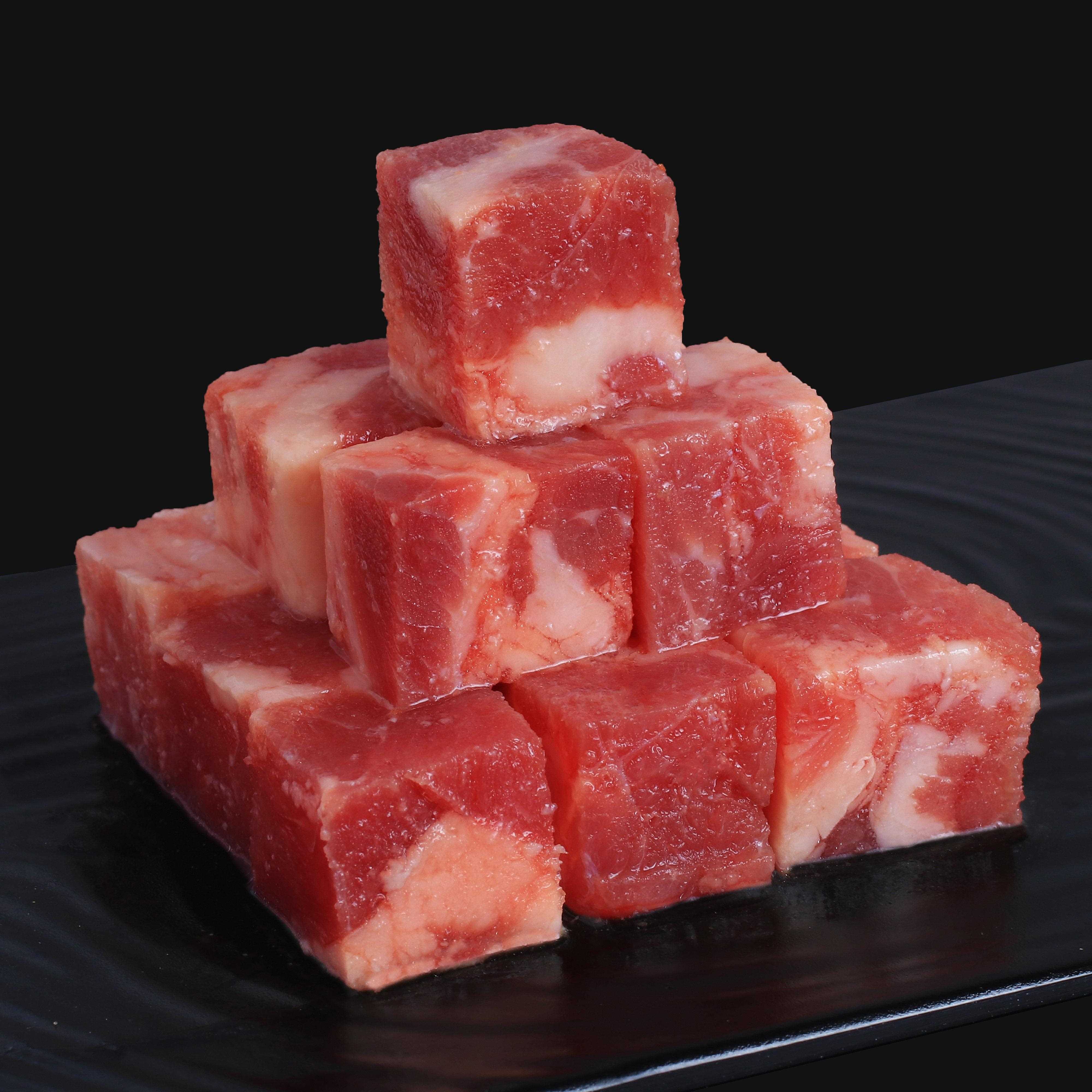 新品绿泰精品雪花牛肉粒和牛澳洲生鲜冷冻雪花大切粒1kg商用清真