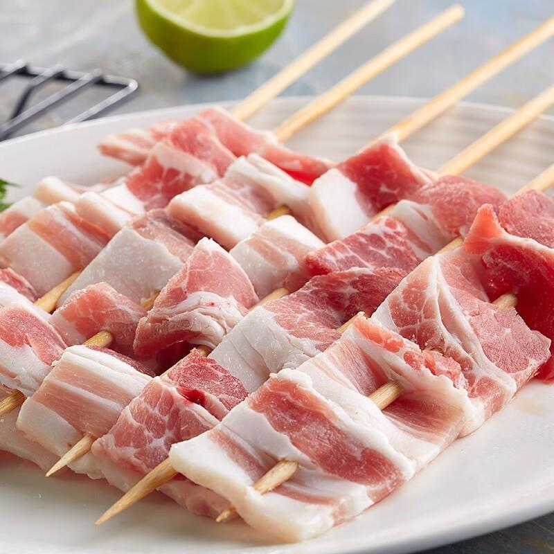 新品原切五花肉串商用冷冻半成品猪肉串户外烧烤油炸铁板食材烤肉