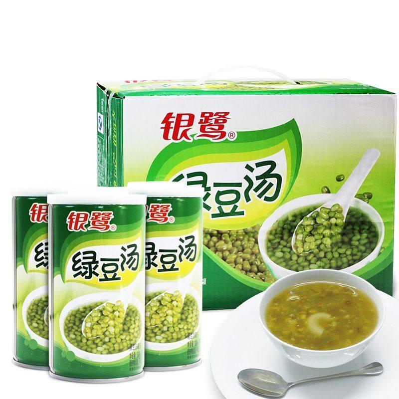 银鹭绿豆汤罐装370g*12罐夏季高温解暑清凉冰镇饮料整箱特价