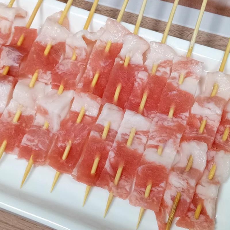 新品双片新鲜五花肉小串商用半成品猪肉手把串烤肉烧烤油炸食材
