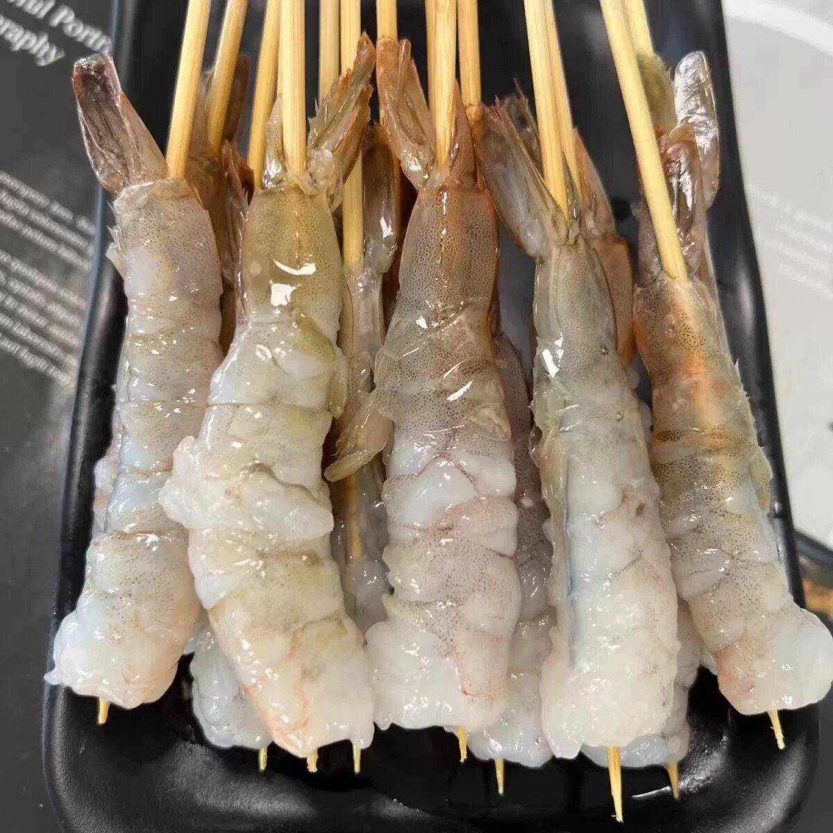 新品凤尾虾串鲜虾小串50串虾尾小串铁板串虾铁板油炸串烧烤食材海