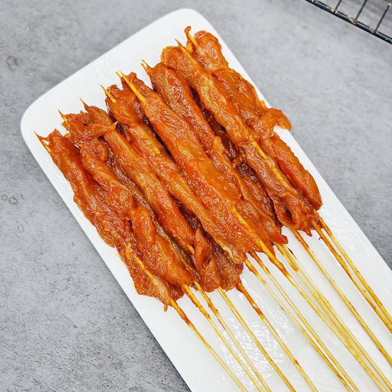 新品鸡肉手把小串商用半成品里脊肉串烧烤铁板油炸刷锅迷你小肉串