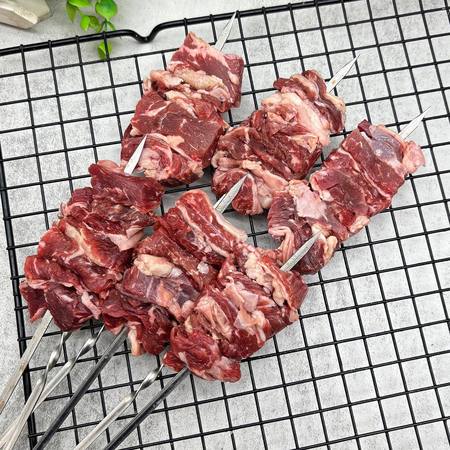 新品钢签手工牛肋条串商用半成品安格斯牛肉串油炸烧烤食材烤肉串