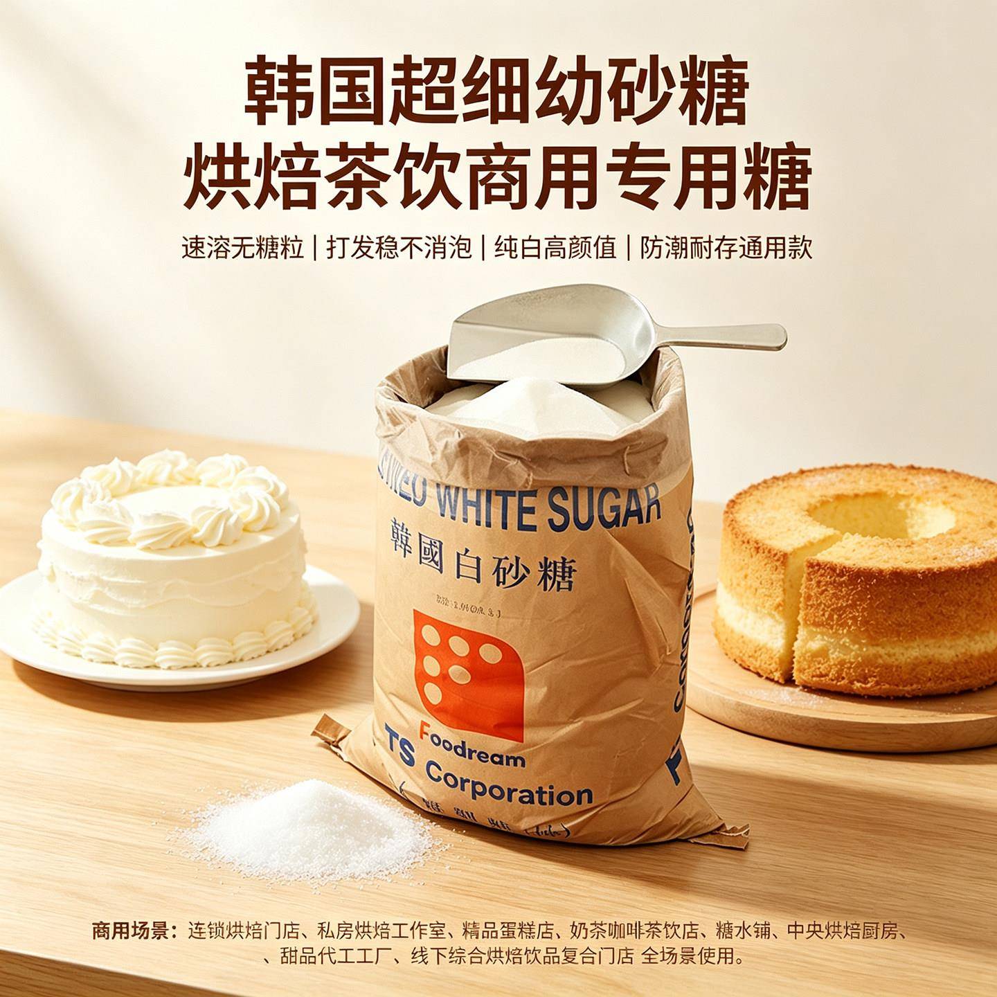 新品【假一赔十】韩国幼砂糖TS白砂糖烘焙蛋糕咖啡奶茶商用细砂糖