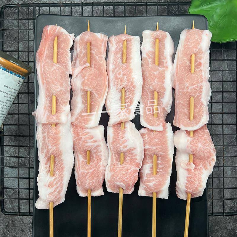 新品猪颈肉大串烧烤雪花猪颈肉串油炸食材猪脖肉商用冷冻松板猪肉