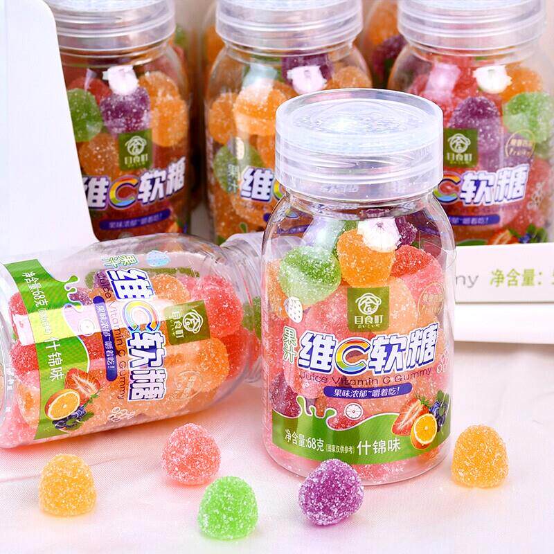 维C软糖QQ软糖橡皮糖68g瓶装糖果水果味儿童怀旧休闲小零食小吃