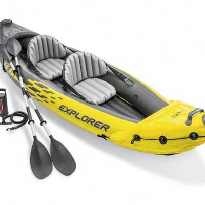 INTEX68307船橡皮划艇双人冲锋舟漂流送船桨气泵68306新款