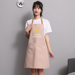 透气厨房家用防水耐脏耐R磨涤棉时尚 围裙定制logo印字夏季 女工作
