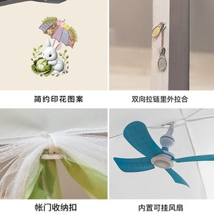 夏季 家用卧室儿童防摔防尘可折叠纹帐 免安装 蚊帐蒙古包202v5新款