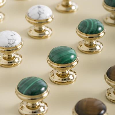 indoors法式中古金色柜门把手衣柜鞋柜水晶孔雀石白松石黄铜拉手