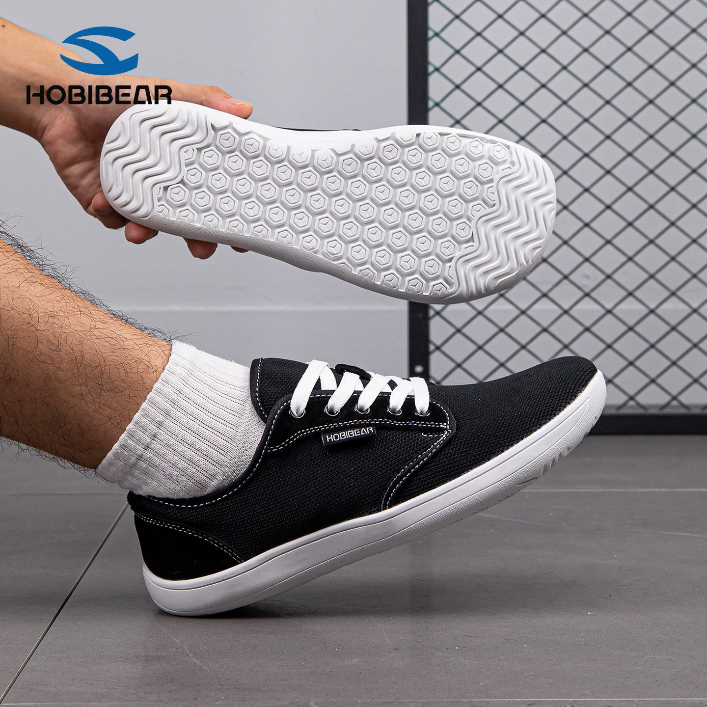 HOBIBEAR4E哈比熊宽楦平步鞋夏季新款网面透气男鞋男士赤足鞋6968
