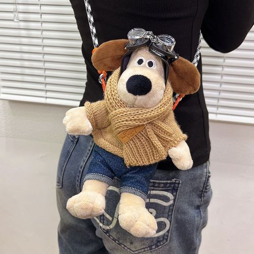 挂手机的a绳子脖子带手机背夹掌门狗可爱毛绒小狗背夹斜挎挂绳可