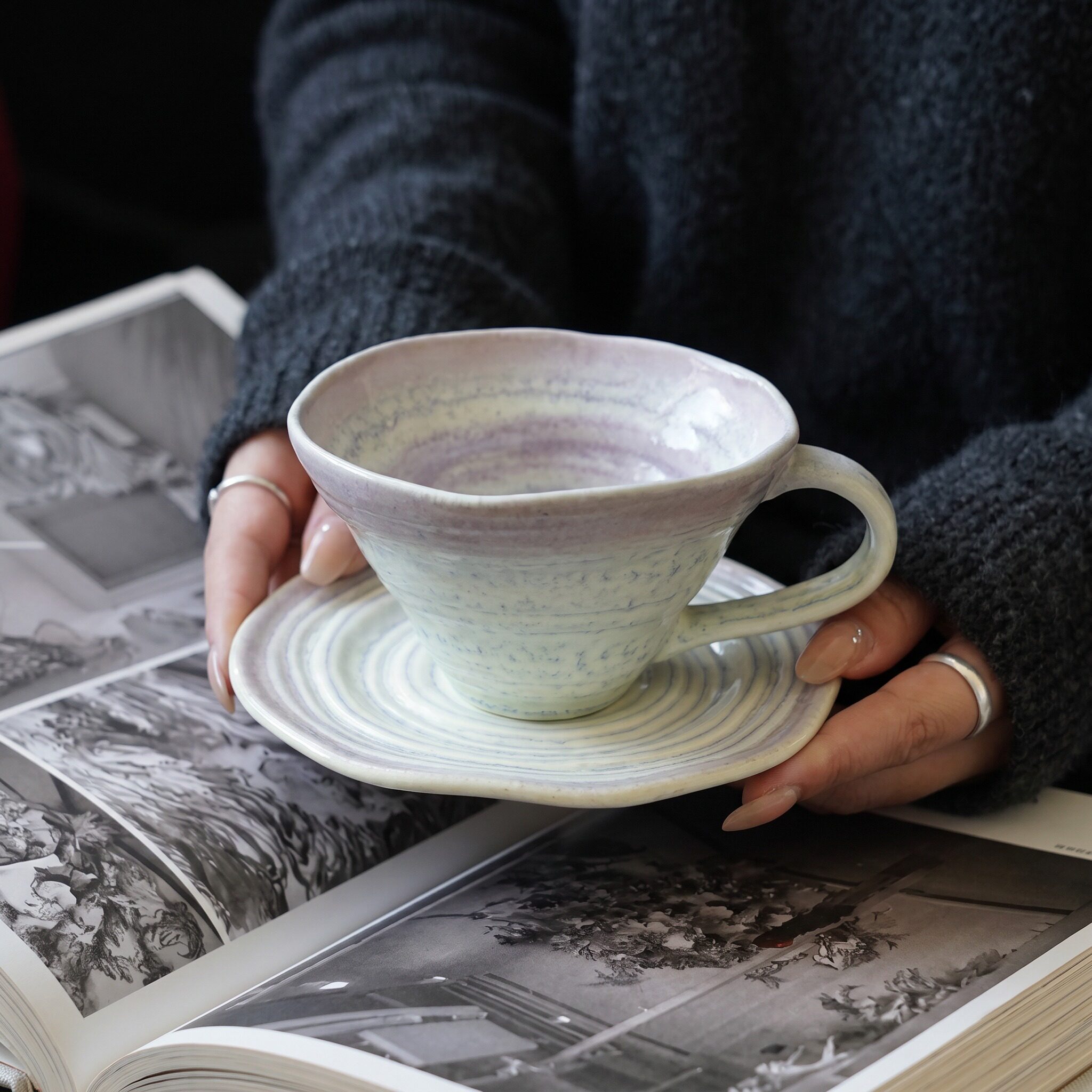 中古窑变咖啡杯陶瓷拿铁杯复古办公室水杯家用下午茶杯子生日礼物
