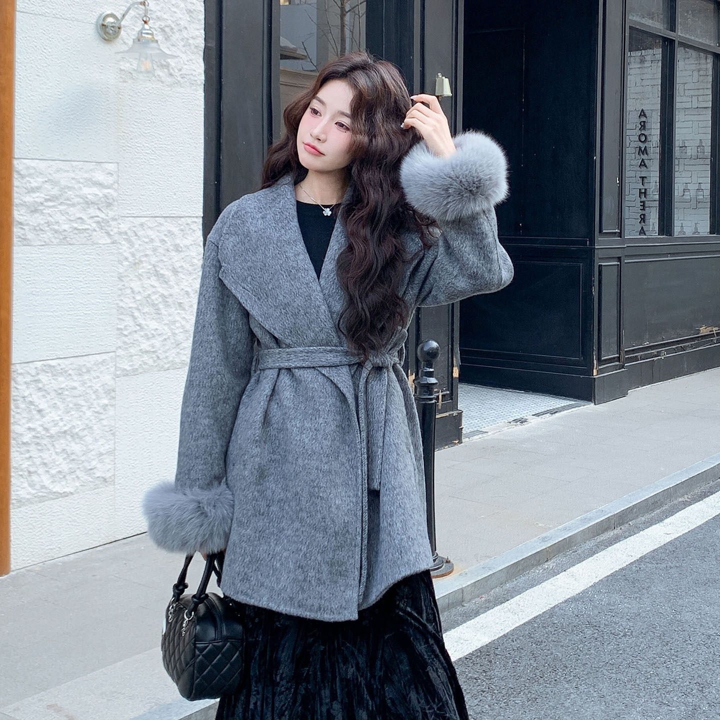 现货冬装加厚双面羊毛配狐狸毛袖可脱卸p295-k438,女装/女士精品,毛呢外套,淘宝优惠券,粉丝福利购,淘宝优惠卷