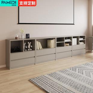 实木白色矮书柜电视柜一体自由组合收纳柜现代简约家用客厅储物柜