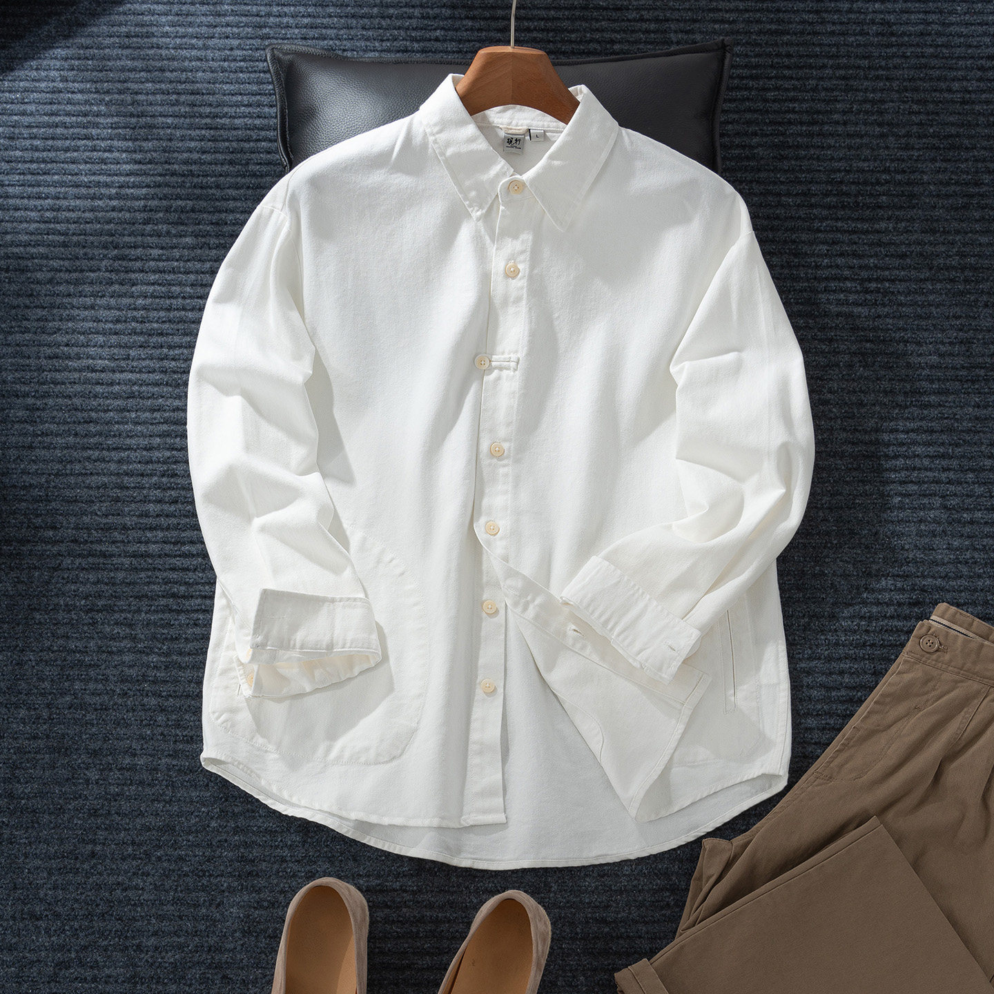 麻尚生活天丝亚麻男士衬衫长袖秋季新款新中式休闲棉麻衬衣薄外套