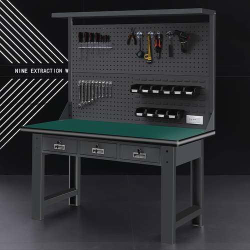 防静电重型工作台带抽屉独立锁工位桌多功能钳工工作台车间装配桌