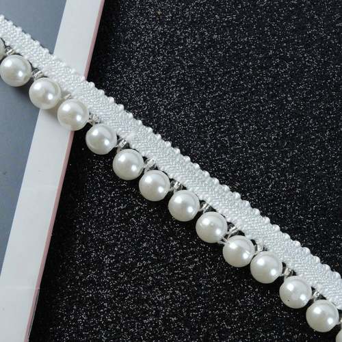 窗帘花边织带垂直条拼接缝白色珍珠边桌沙发装饰侧纱M-288