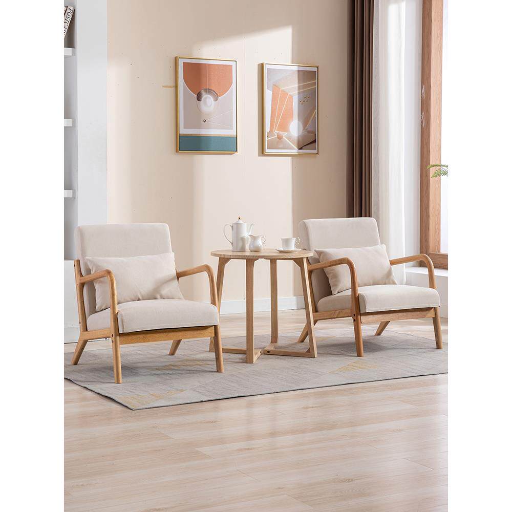 日式卧室阳台网红小户型客厅原木懒人双人椅子单人小沙发茶几组合