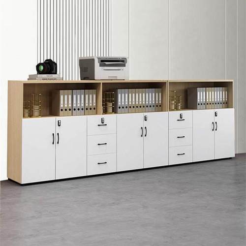 办公室文件柜木质打印机底座柜矮柜资料档案储物收纳带锁隔断边柜