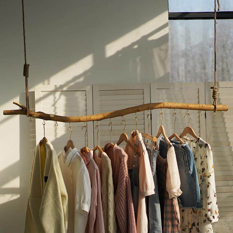 服装店干树枝衣架装饰吊杆展示架陈列架衣挂架覆古民宿展示杆家居