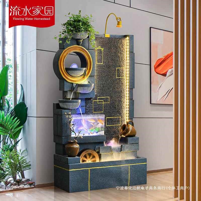 【折扣店】欧式流水墙水幕墙屏风隔断装饰品大型室内加湿器景观落
