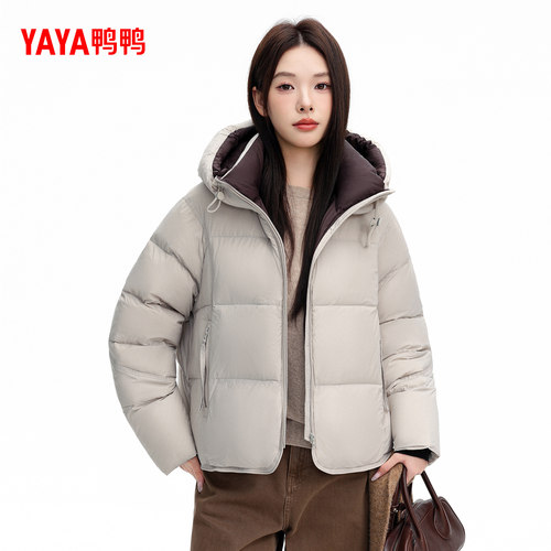 鸭鸭短款羽绒服女面包服加厚外套