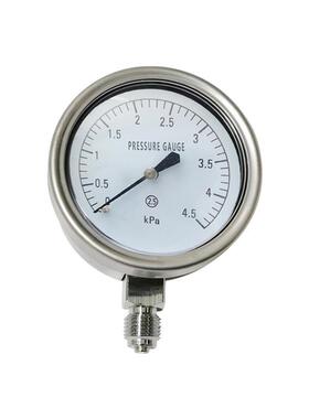 供不锈钢千帕压力表304微压表膜盒表径向低压表立装YEB-604.5kPa