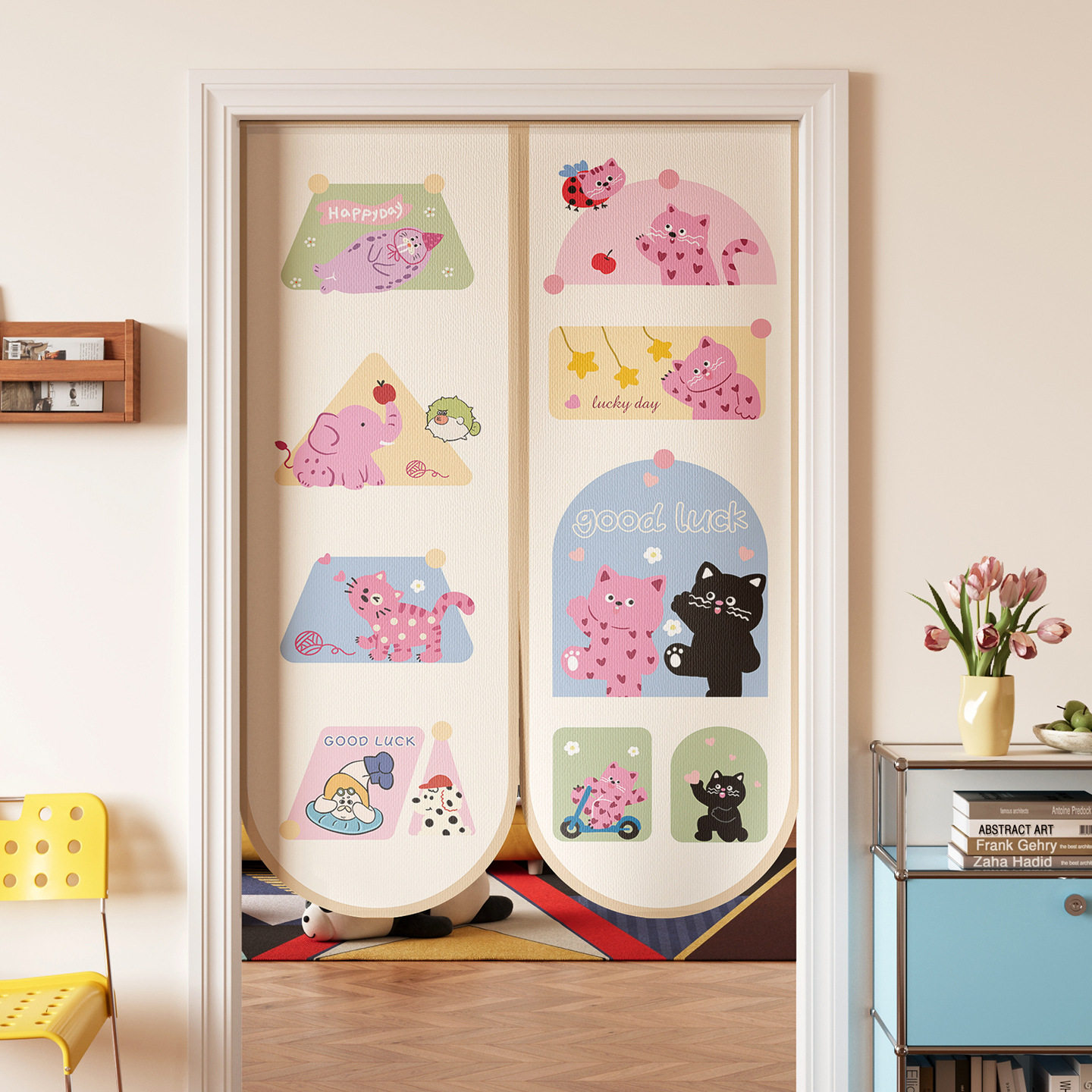 多巴胺异形门帘隔断帘免打孔半截式短帘布帘卧室厨房遮挡半帘挂帘,居家布艺,柜类遮挡帘,淘宝优惠券,粉丝福利购,淘宝优惠卷