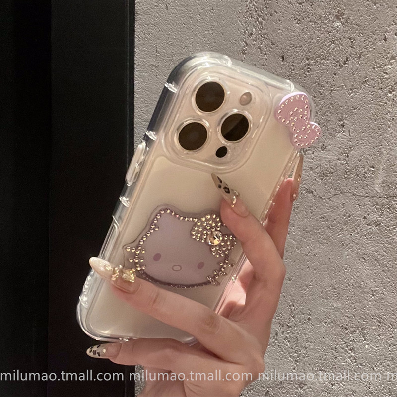 ins多巴胺果冻kitty猫镶钻适用iPhone16pro苹果14手机壳15ProMax新款13网红12女款11全包14plus防摔ProMax套