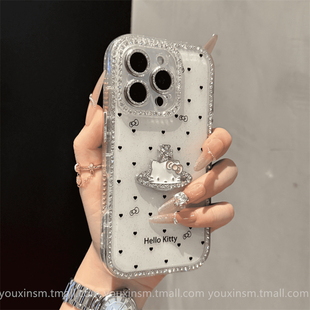 16网红12高级13女2025爆款 ins高颜值镶钻西太后KT猫咪适用iPhone15promax苹果14手机壳16ProMax新款 Pro防摔套